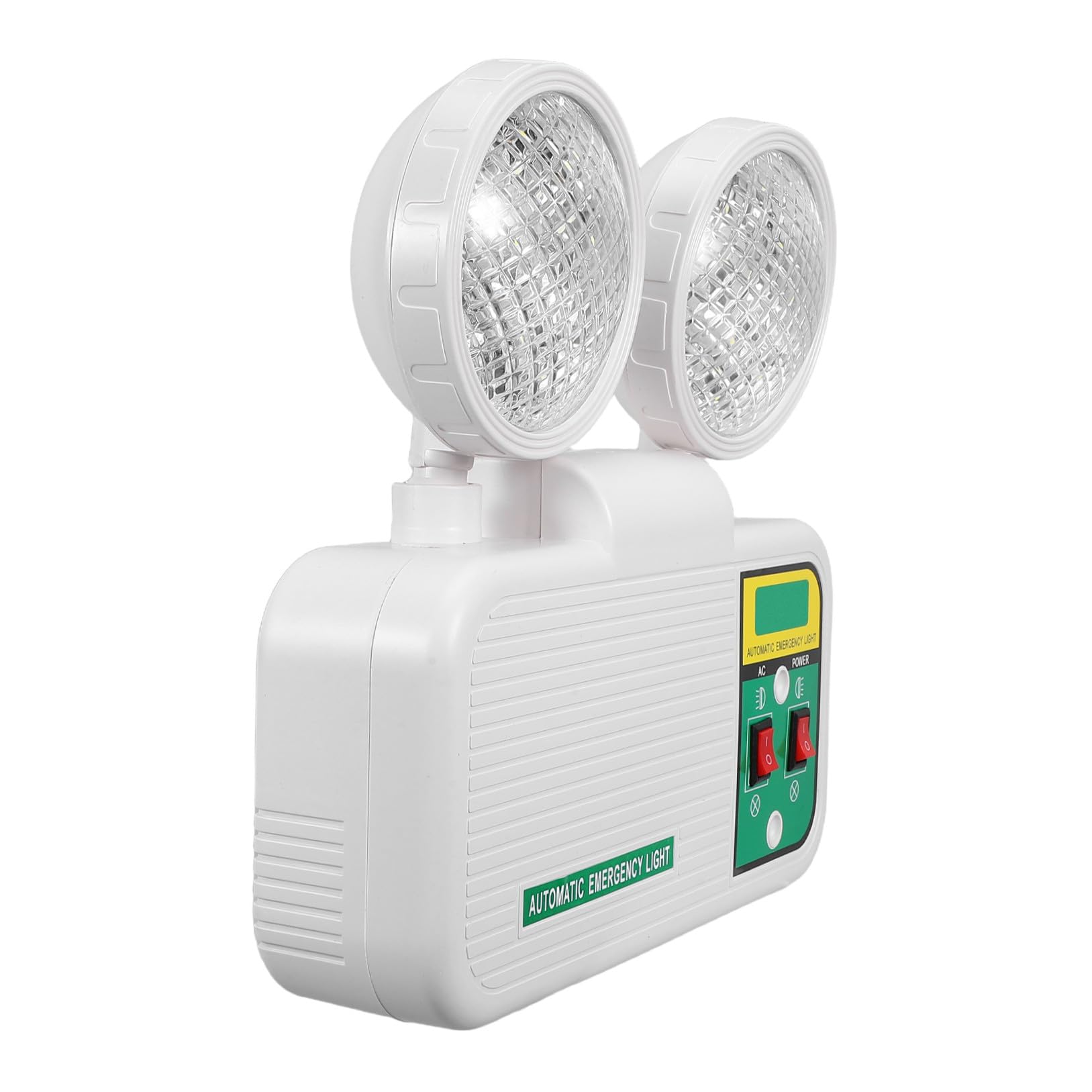 Luce di Emergenza LED a Doppia Testa da Parete Bianca | Corpo in Plastica, per Corridoi e Corridoi Aziendali, Luce Non Abbagliante Resistente Agli Urti