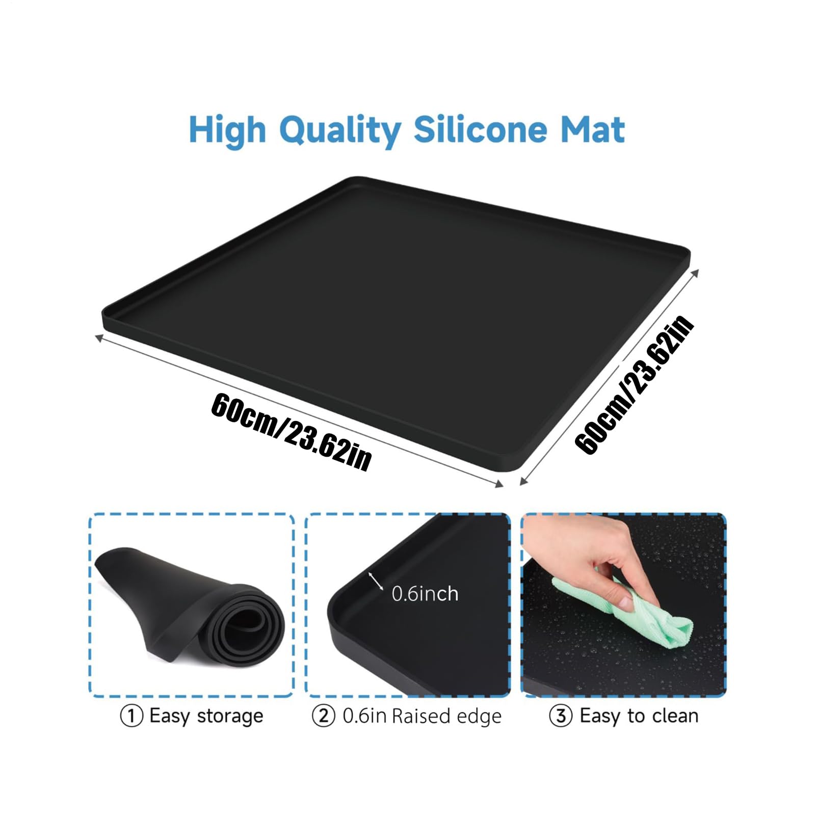 Tapis silicone à bords relevés Protection silicone antidérapante,