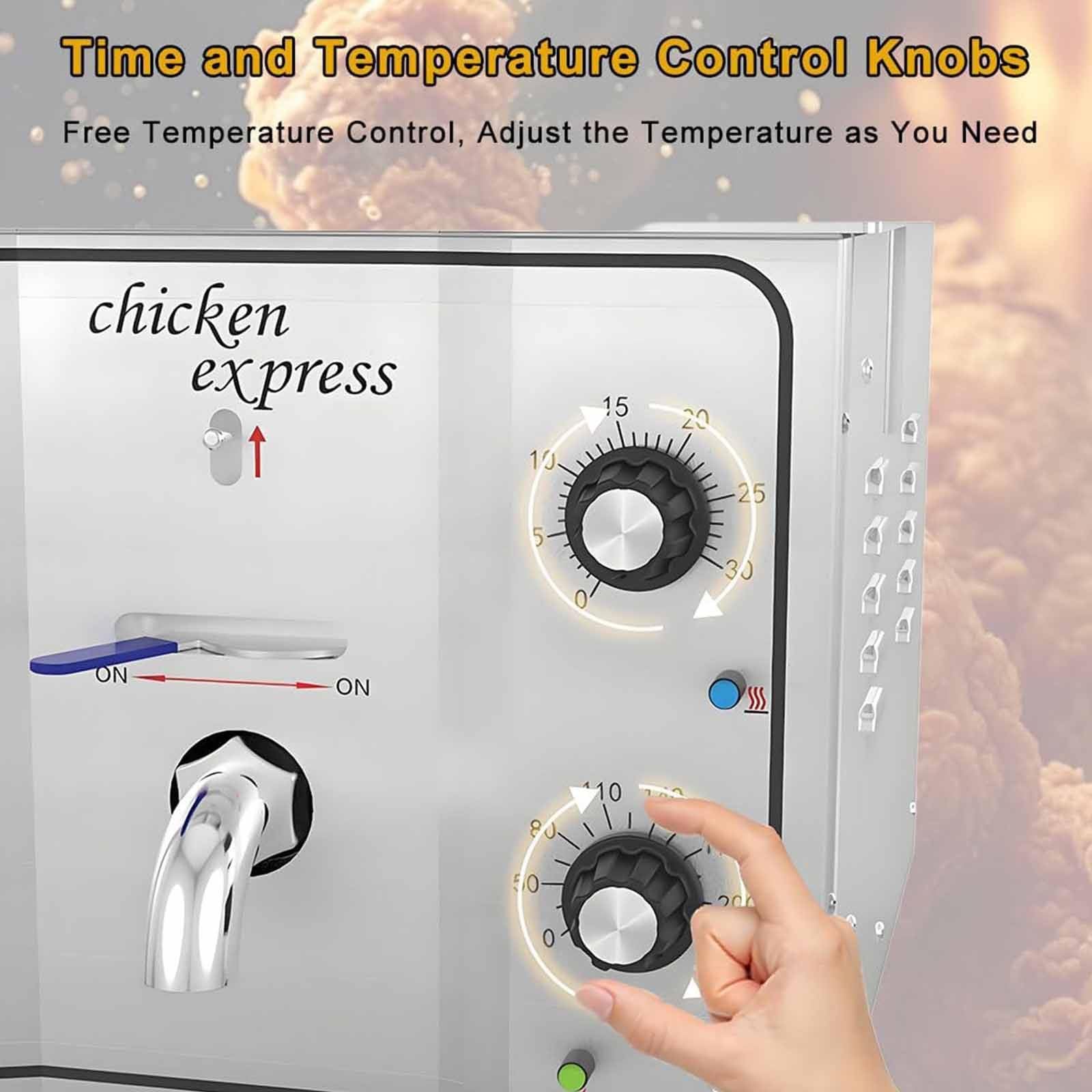 Freidora a Alta Presión 16L 3000W para Pollo Frito, Freidora Eléctrica de Mesada Comercial, Máquina Profesional de Pollo Frito en Acero Inoxidable para Cocinas Industriales