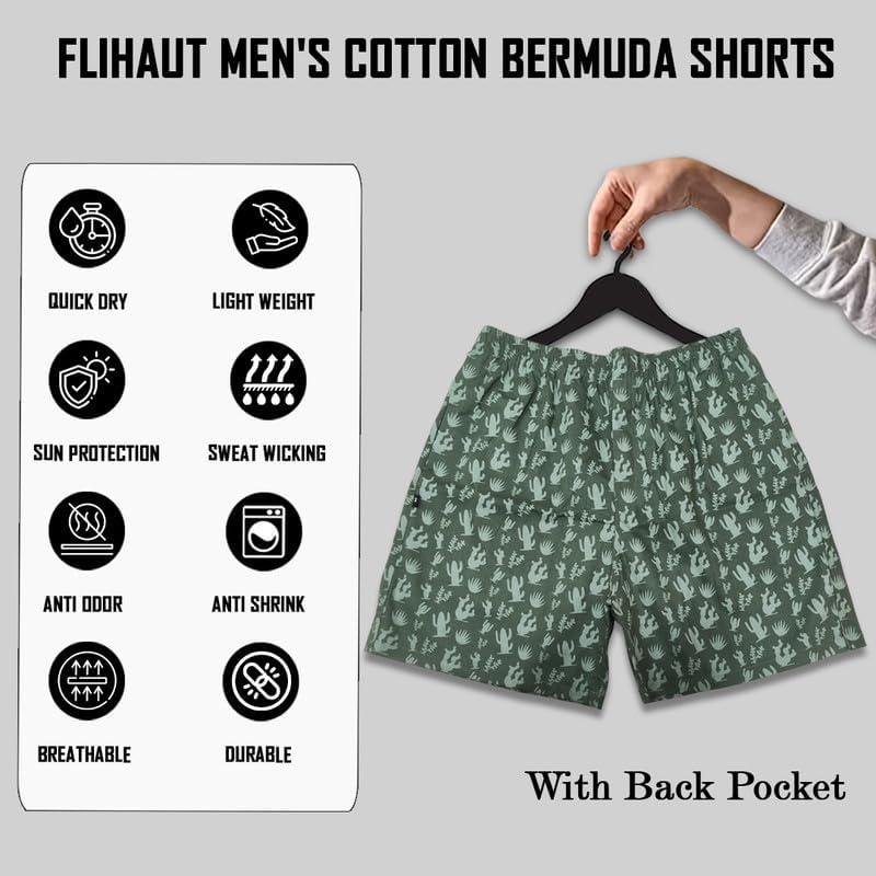 Image of Men's Cotton Shorts Waistband, Zip Fly, 1 Zip Pocket, Back Pockets (Pack of 2)