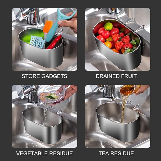 Colador de acero inoxidable para fregadero de cocina miniatura 7