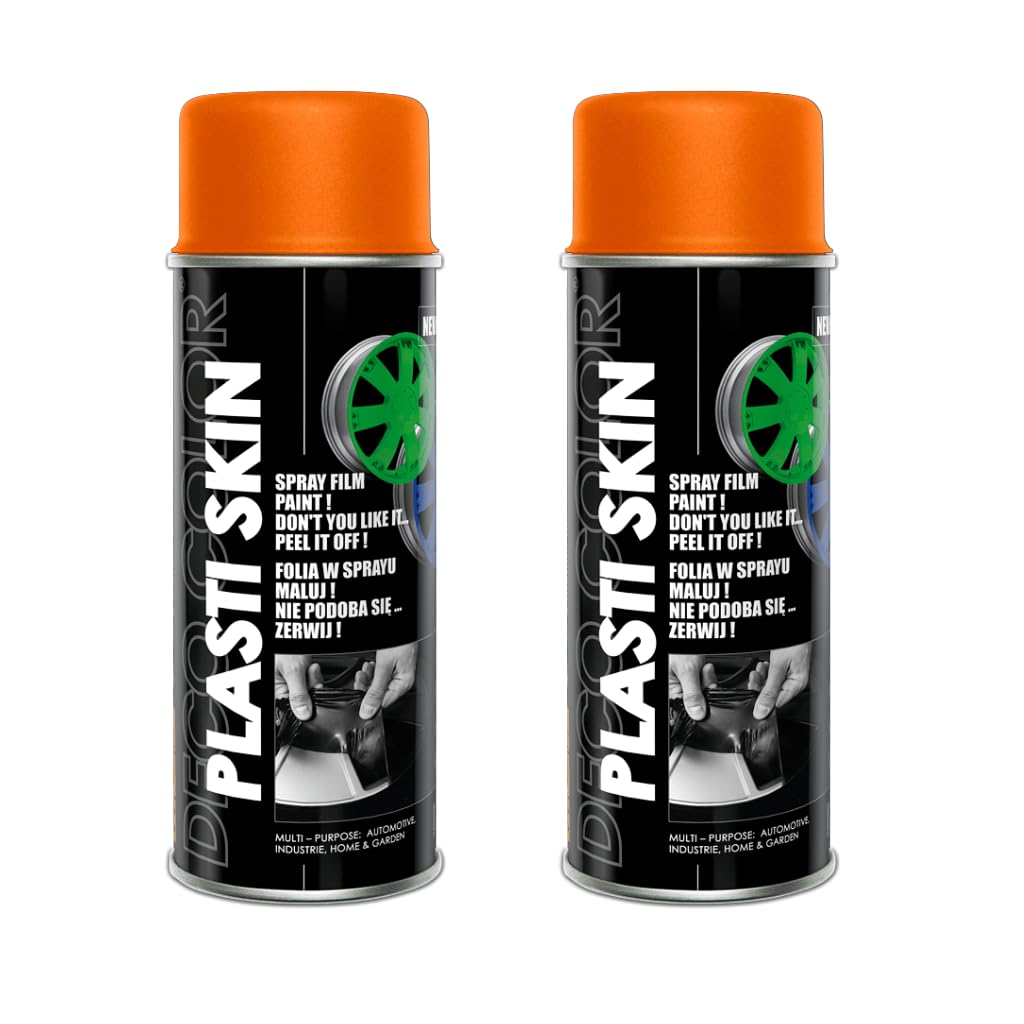DECO COLOR PLASTISKIN 400ml Removable Film PEELABLE WRAP Rubber Spray Paint 10 Colours Range (RAL 2004 Orange)