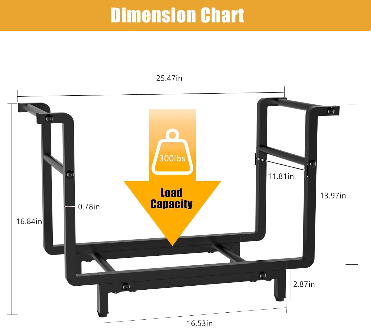 Firewood Rack Outdoor&Indoor, Wood Storage, Firewood Holder for Fireplace, Patio, Garden, Supports Up to 300lb, Small Firewood Rack, Black