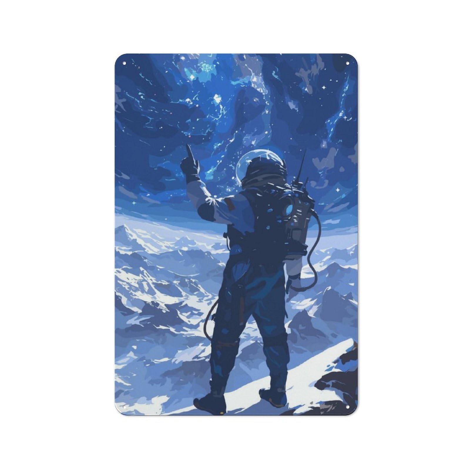 Junmoney Universe Astronaut Vintage Printed Metal Sign 30X20cm For Bar Or Restaurant, For Restaurant Interior Fans