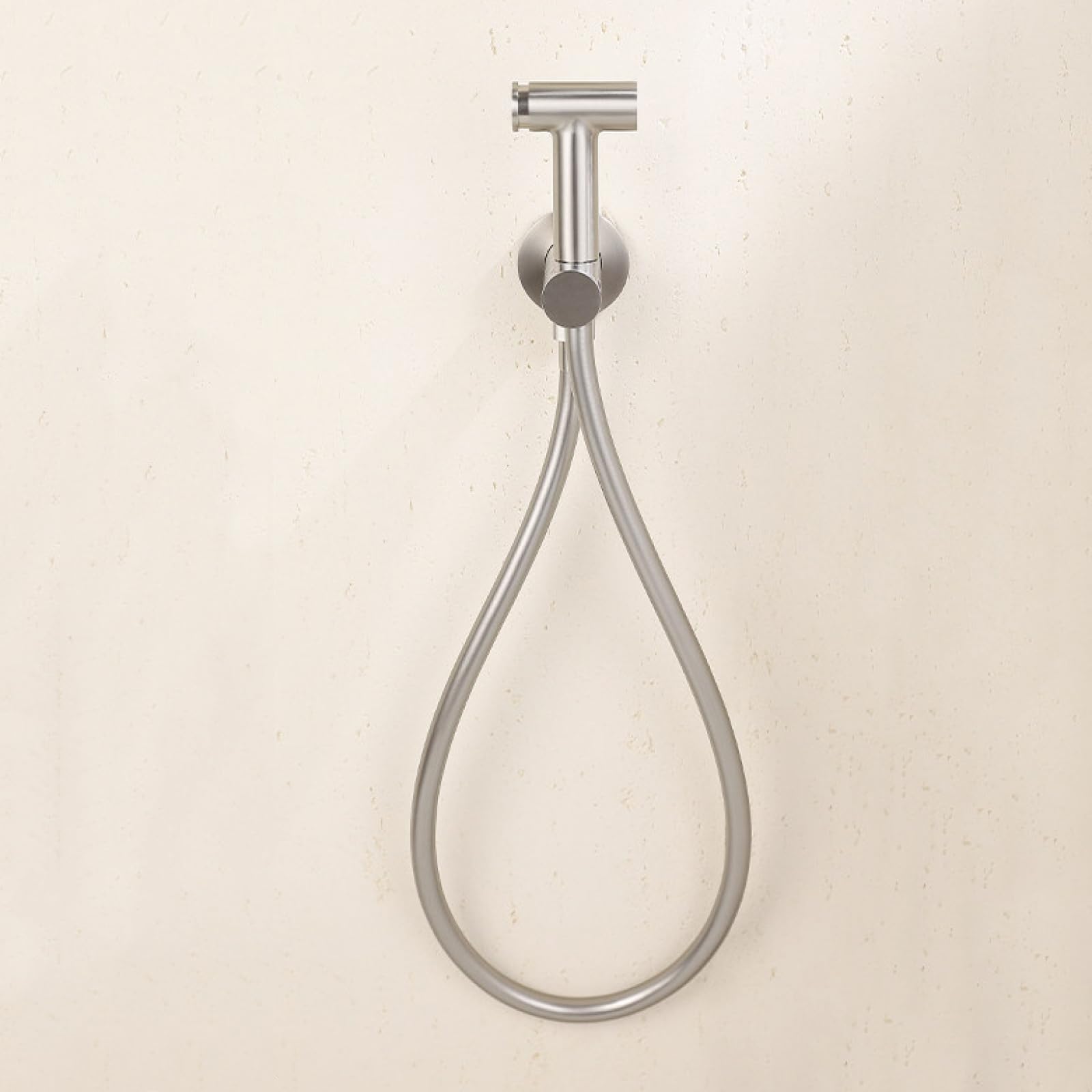 Kit De Rociador De Bidé Latón Ducha Bidet WC con Manguera Ducha Higienica Portatil Montaje En Pared Orificio Único,Níquel Cepillado
