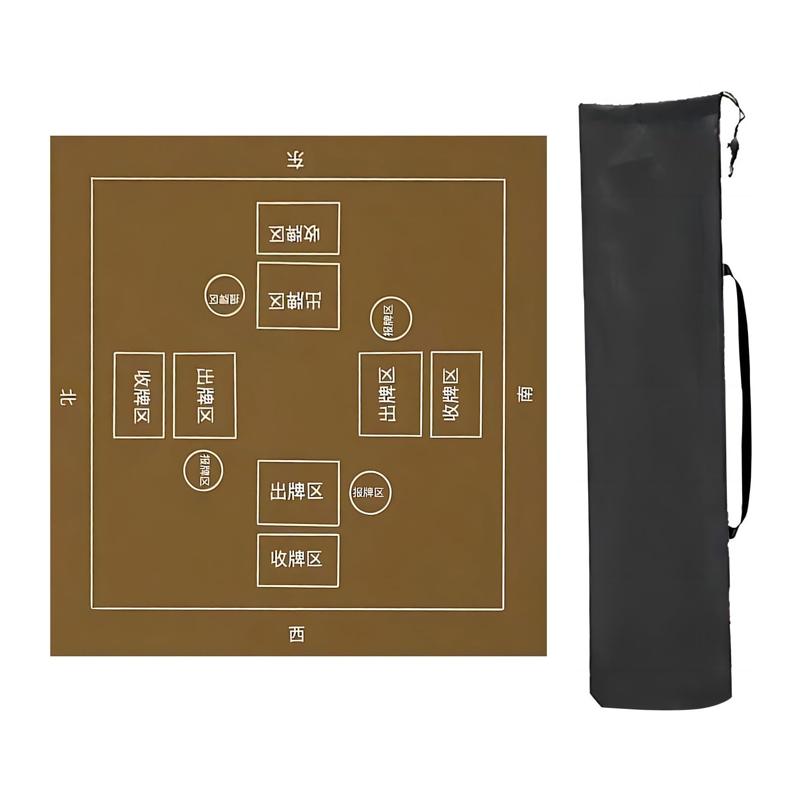 Poker-Matte, Tischmatte Majiang, Mahjong-Matte for den Tisch mit Regeln, verdickte, rutschfeste und geräuschdämpfende(Bruin,90x90cm(35. 43x35 43in))