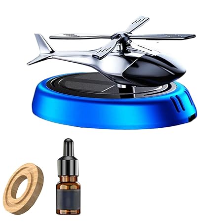 ATORSE Helicopter Car Air Freshener Office Dual Frequency Mode Solar Autorotation Blue