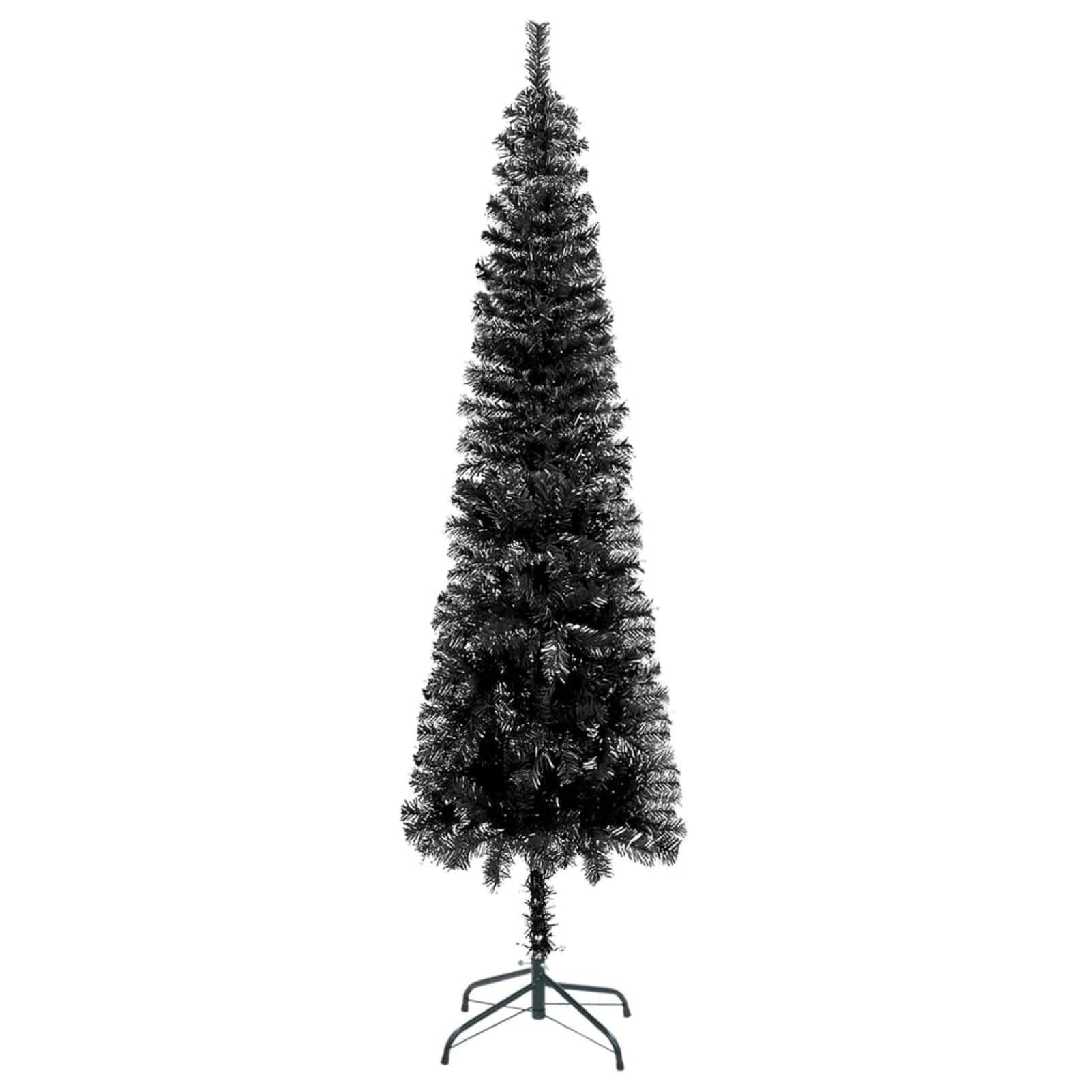 Homgoday Árbol de Navidad fino negro 240 cm, adornos navideños, árbol de Navidad, árbol de Navidad artificial delgado soporte