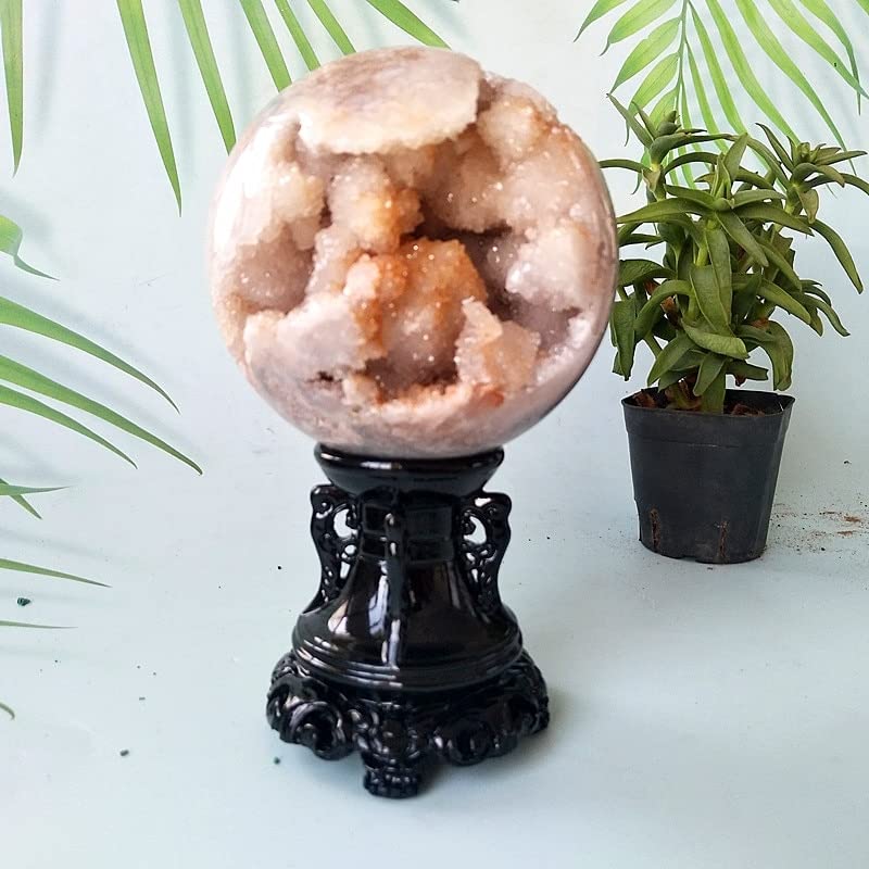lleno de textura Cristales de amatista Brasil Natural Rosa Amatista Geoda Esfera de Cristal Bola de Piedra Decoración de la Habitación Piedras Preciosas Cristales de Amatista Decoración ( Color : 98mm