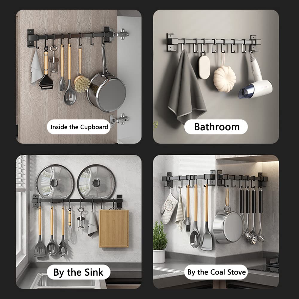 Potten en Pannen Hangende Rack Rail met 8 Haken