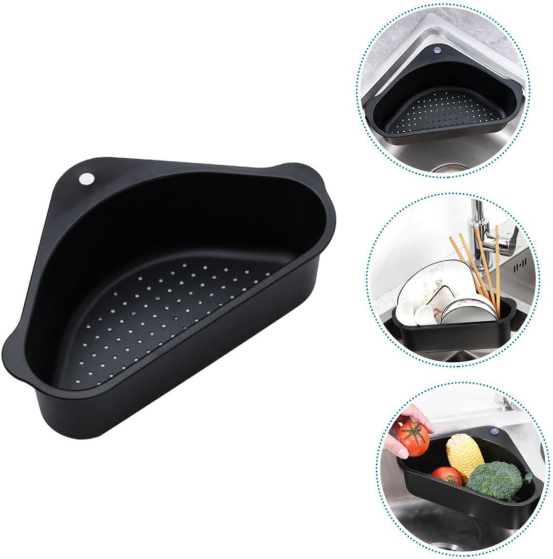 JRM Multifunctional Plastic Drain Shelf Sink Storage Rack for Kitchen, Bathroom, Soap Box Organizer (Black, 1pc) 2