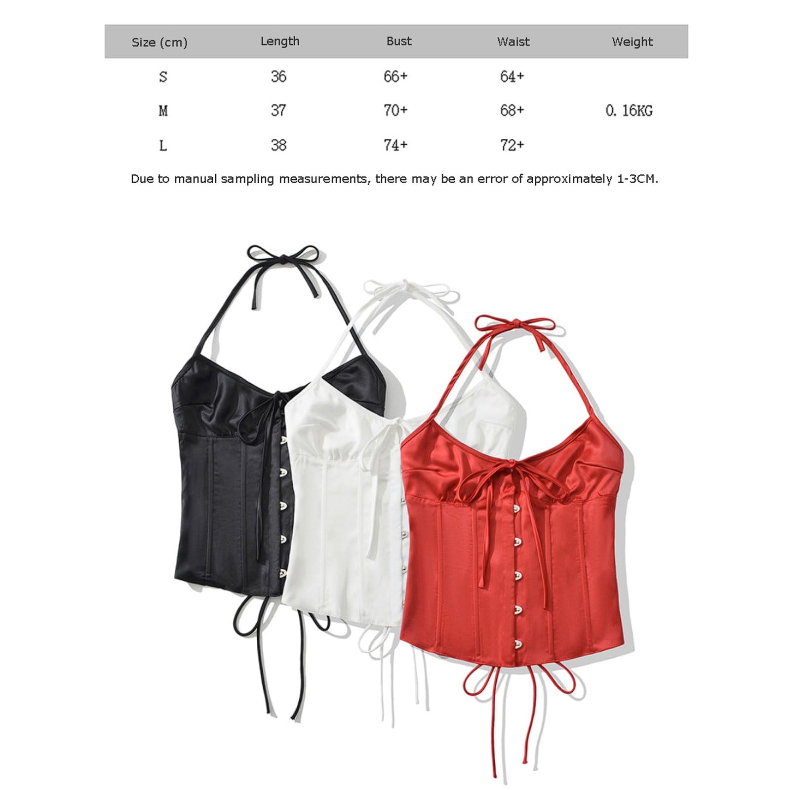 Primavera Verano Color Sólido Espalda Correa Cruzada Camisola Ahuecada Top Cuello Halter con Hebillas Delanteras y Lazo Trasero