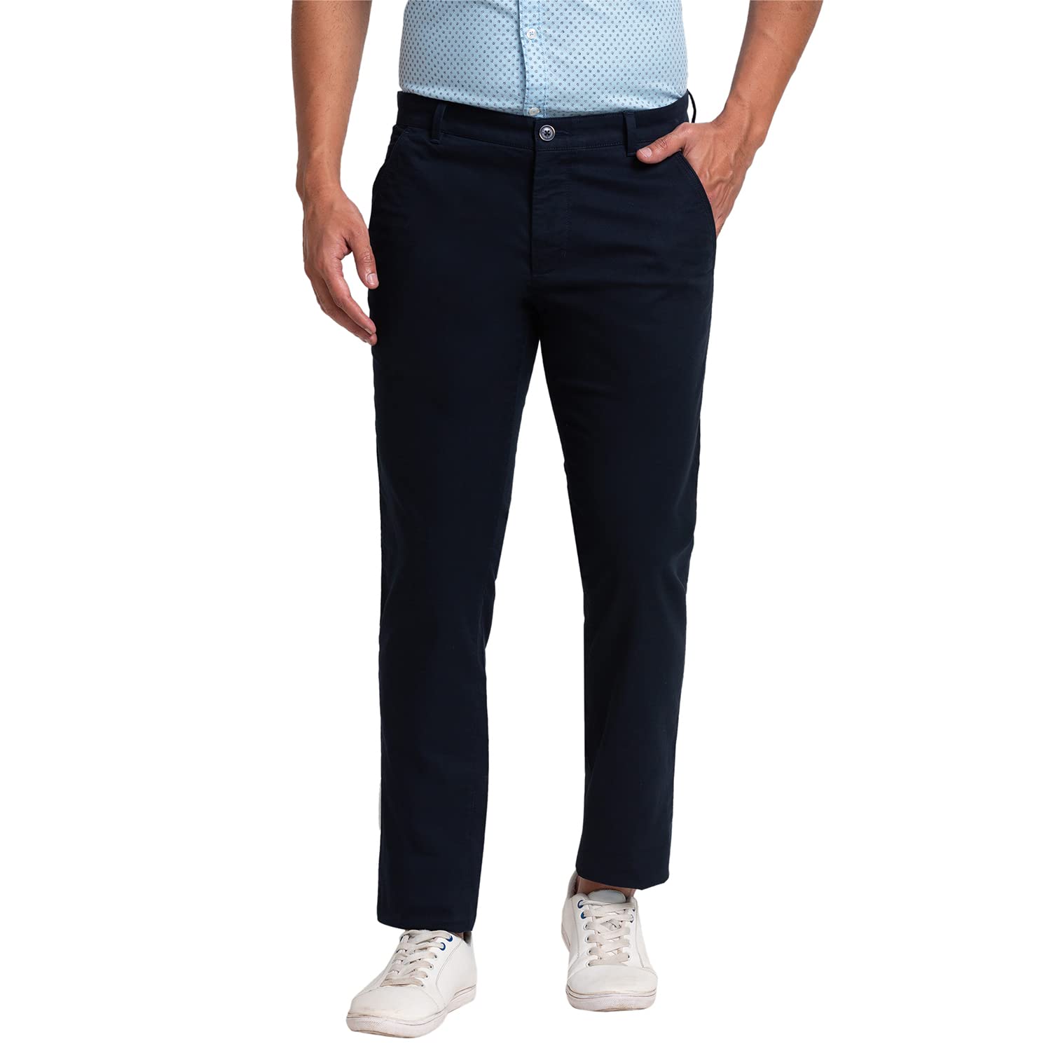 parx Men's Cotton Blend Solid Pattern Low Rise Tapered Fit Flat Front Casual Trouser-picture-31