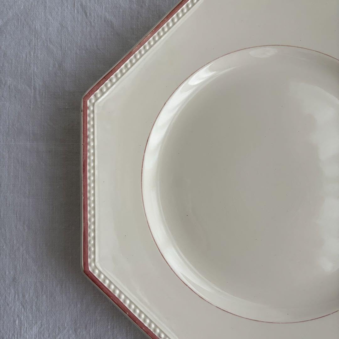 Amazon.co.jp: フランスアンティーク サルグミンヌ 赤縁オクトゴナル