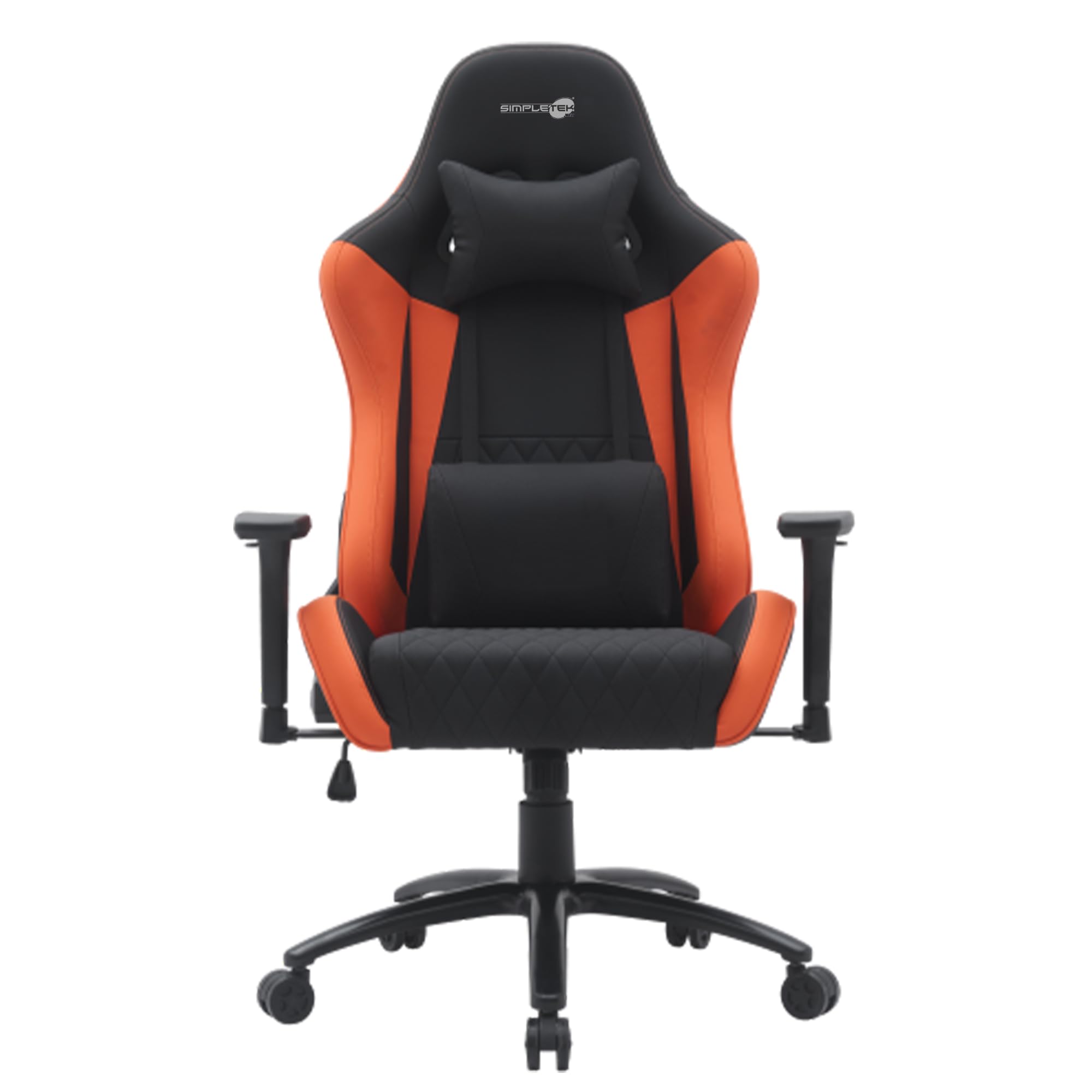Chaise de gaming noir et orange SIMPLETEK : fauteuil de bureau ergonomique et réglable