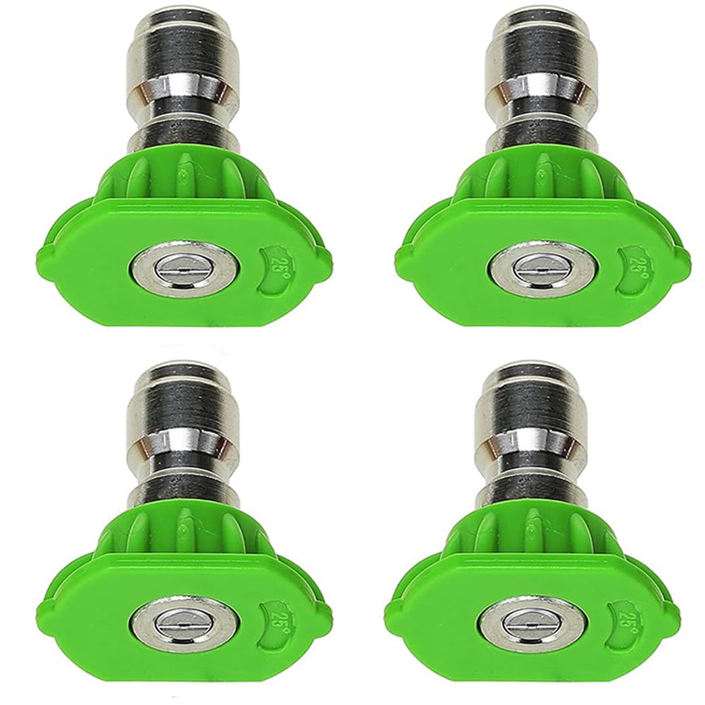 Wunilatev 20° (4 Pieces) Pressure Washer Nozzle, 4-Pack Pressure Washer Nozzle Tips 0-40 Deg 1/4" Qc 4000 Psi Hole 0.98-1.51Mm(,Hole Diameter 0.98Mm (0.039In))