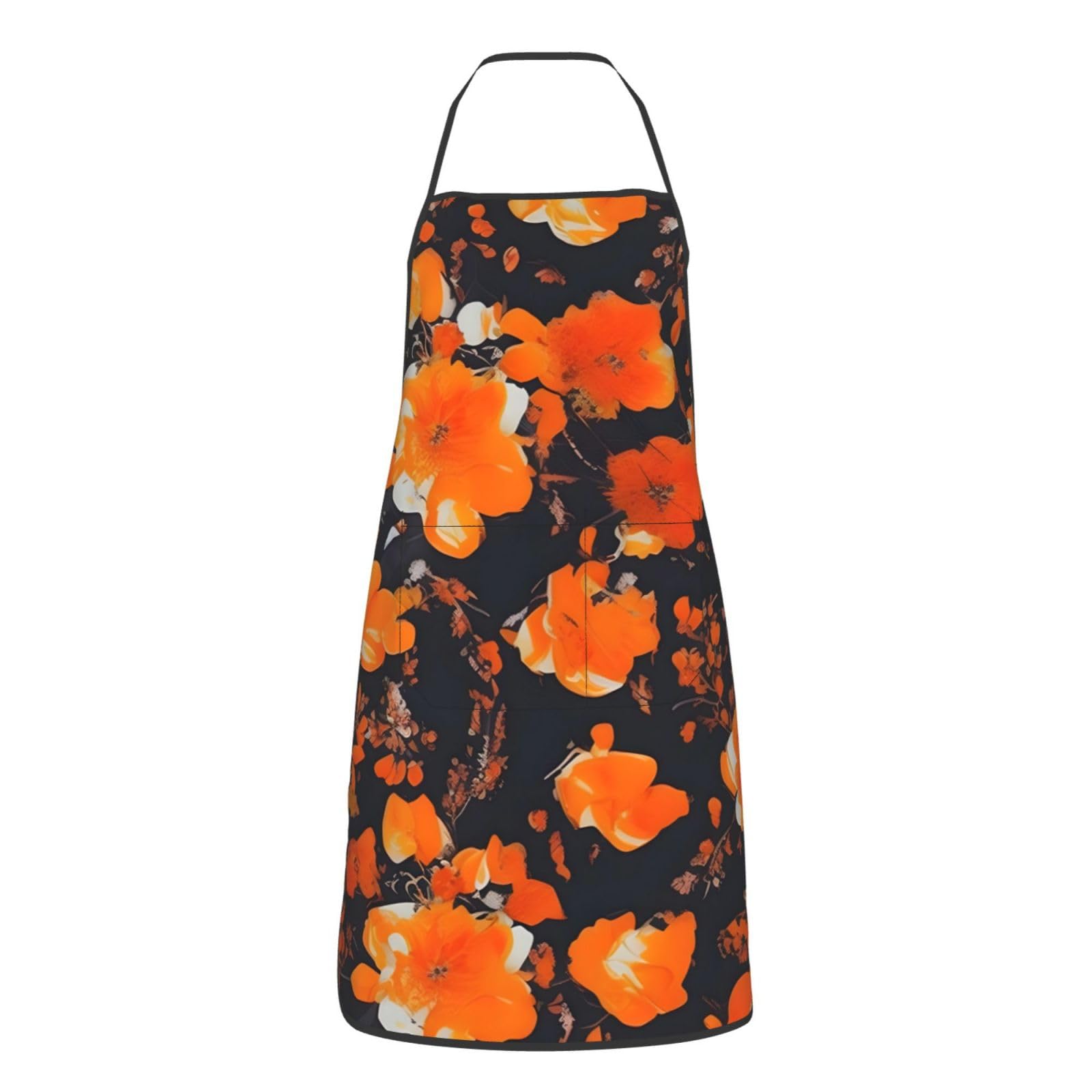 Ensemble de tabliers à imprimé floral pour femmes avec poches et sangle de cou réglable pour la cuisine, la pâtisserie, le jardinage et l'artisanat
