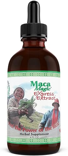 Maca Magic: Liquid Express Extracto (4 onzas) de maca peruana de grado premium, líquido para una rápida absorción, maca negra, maca roja, maca