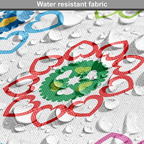 Image of Ambesonne Modern Fabric by The Yard, Colorful Style Inspired Patterns with Flower Like Images Art, Decorative Fabric for Upholstery and Home Accents, 3 Yards, Green Orange