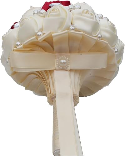 Miniatura 4 de S_SSOY Ramos de boda románticos personalizables, flores de seda, rosas para novia, dama de honor, ramo con cinta de cristal perla, día de San