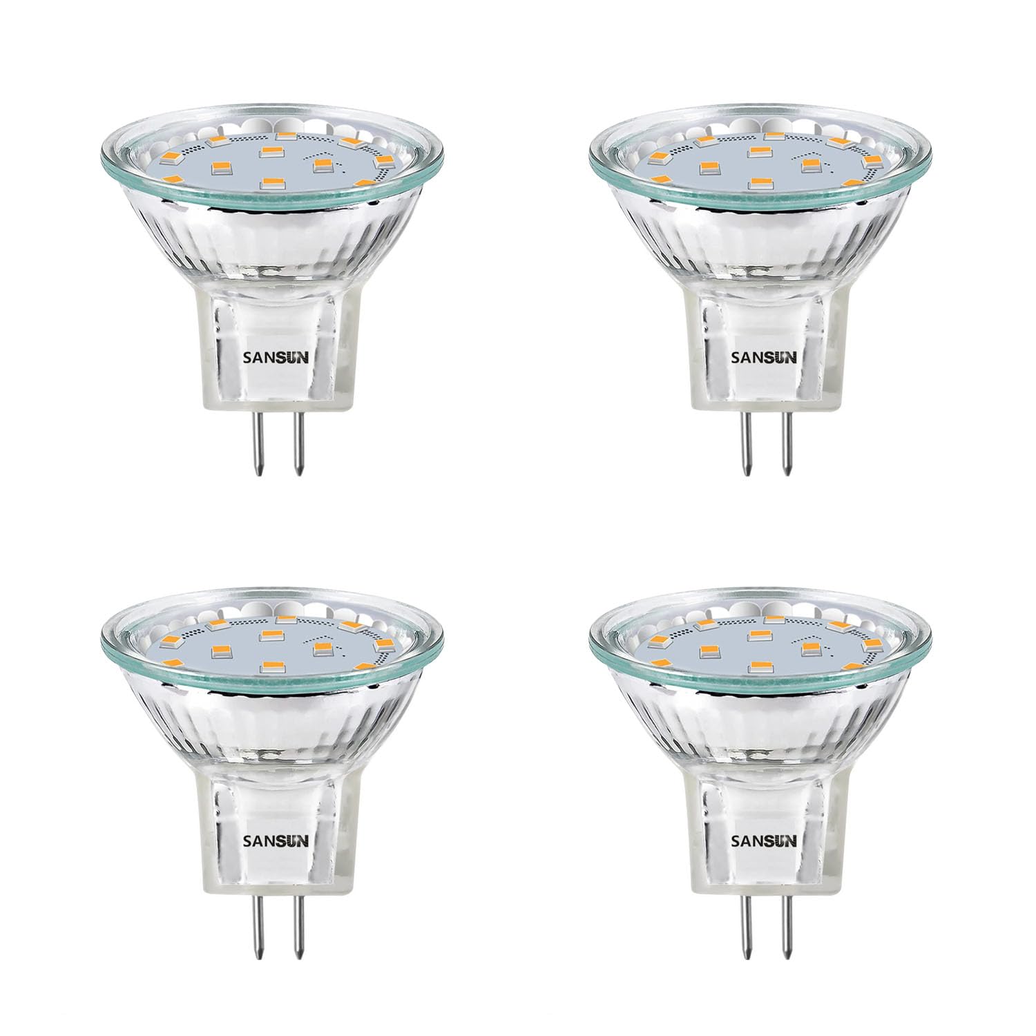 4 Pack MR11 2.4W LED Bulbs, 12V 20W Halogen Replacement, GU4 Base, 2-Pin Socket, Soft White 3000K, Non-Dimmable