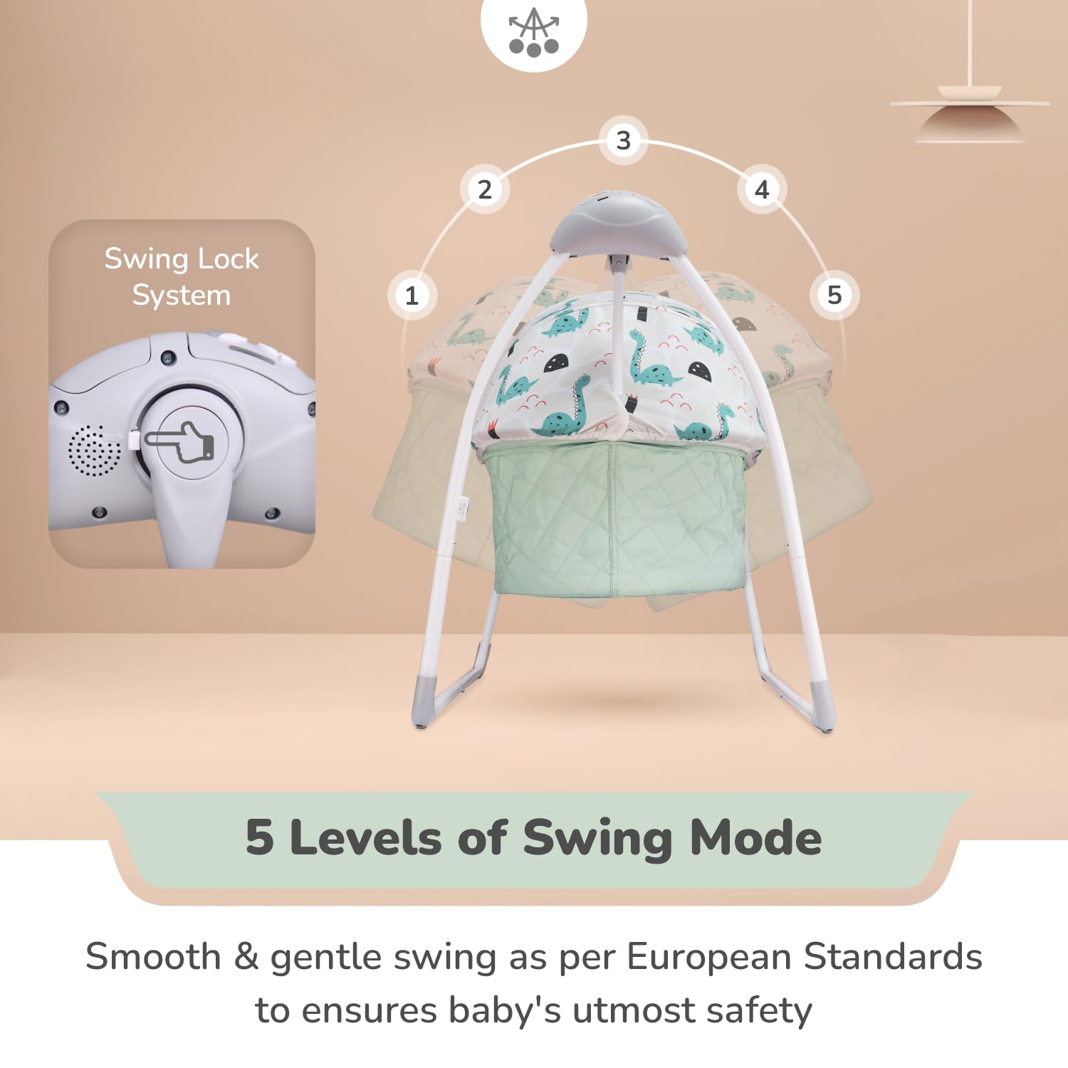 R for Rabbit Lullabies Plus Electric Baby Cradle Automatic Swing with Remote Control, Bluetooth, Soothing Music, Smart Timer & Mosquito Net for New Born Kids Age 0-2 Year Weight Upto 12 KG (Sea Green) 4