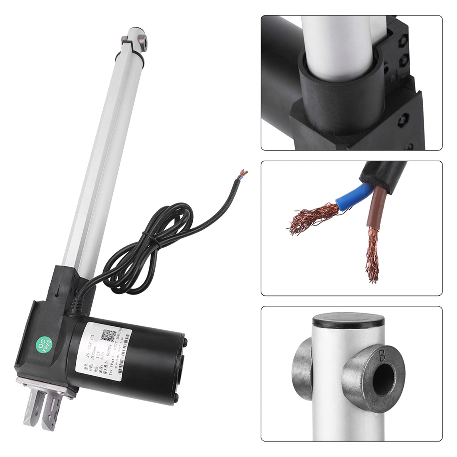 Ejoyous Linearantrieb 12V DC, 6000N/4000N Elektromotor, Verstellantrieb für Auto Möbel Medizinische, Linearer Stellantrieb