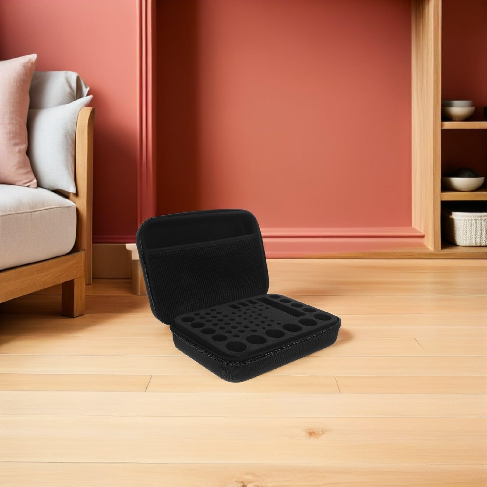 Caja Portátil para Almacenamiento de Pilas AA y AAA, Estuche Pequeño Cremallera y Bolsillo de Malla, Organizador Seguro y Compacto para Viajes, Hogar y Oficina