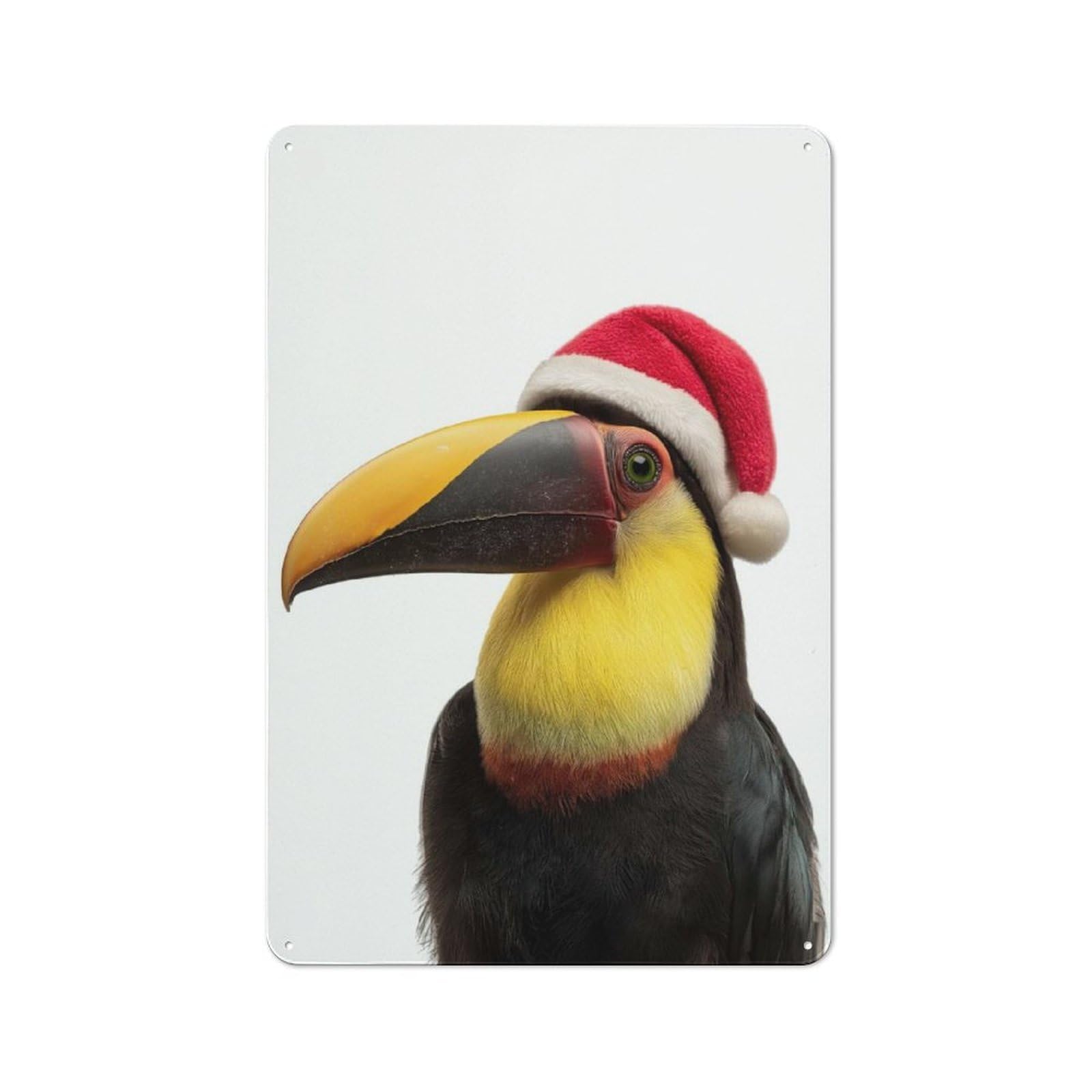 Junmoney Festive Toucan With Santa Hat Metal Wall Sign 30X20cm Featuring For Living Room Wall, For Decorating Living Rooms And Feature Walls