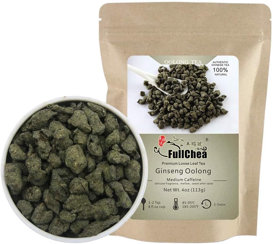 FullChea - Ginseng Oolong Tea - Oolong Tea Loose Leaf - Imperial Ginseng Tea - Natural Ren Shen with Unique Aroma and Taste 4oz / 113g