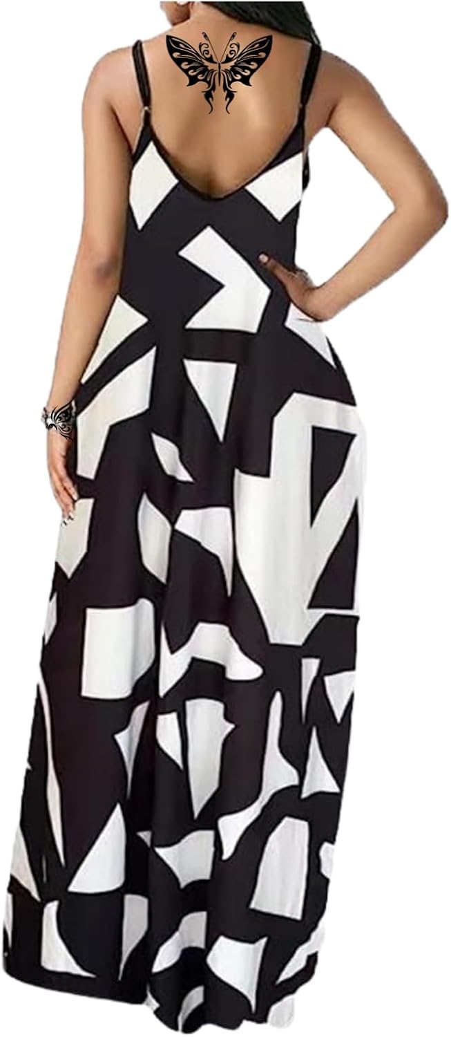 Women's Summer Maxi Dress Long Dress Casual Boho Sleeveless Strap Smocked Tiered Long Beach Sun Dresses - Image 2