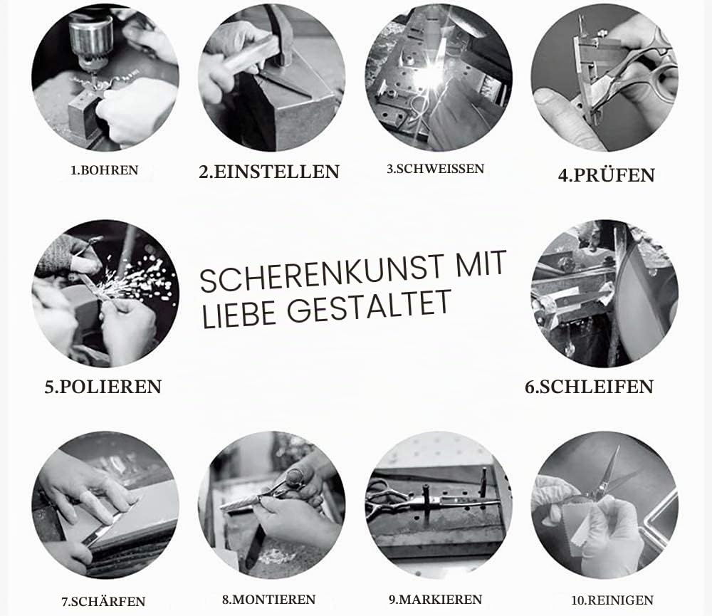 AOLANDUO Haarschere 6 Zoll - Premium VG10 Stahl Haarschneideschere Schere für Profi Stylists - Ergonomisches Offset Design - Friseurschere Profi Set für Salon/Barber - Aolanduo Haarschere Set