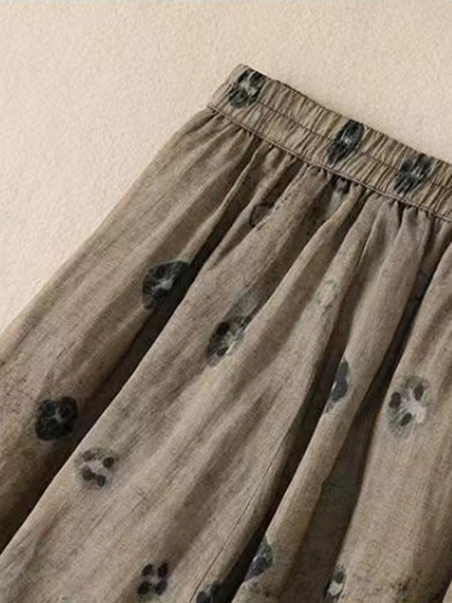 Gonna A-Line Donna Floreale Tasca Vita Gonna A-Line Donna Floreale(Khaki L)