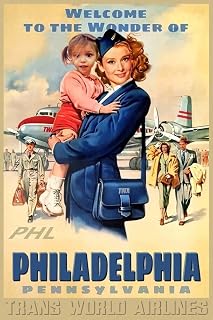 Philadelphia PA TWA Airlines Audrey Hepburn Hughes Travel Poster Art Print 367(SIZE:12 x 18 inches)