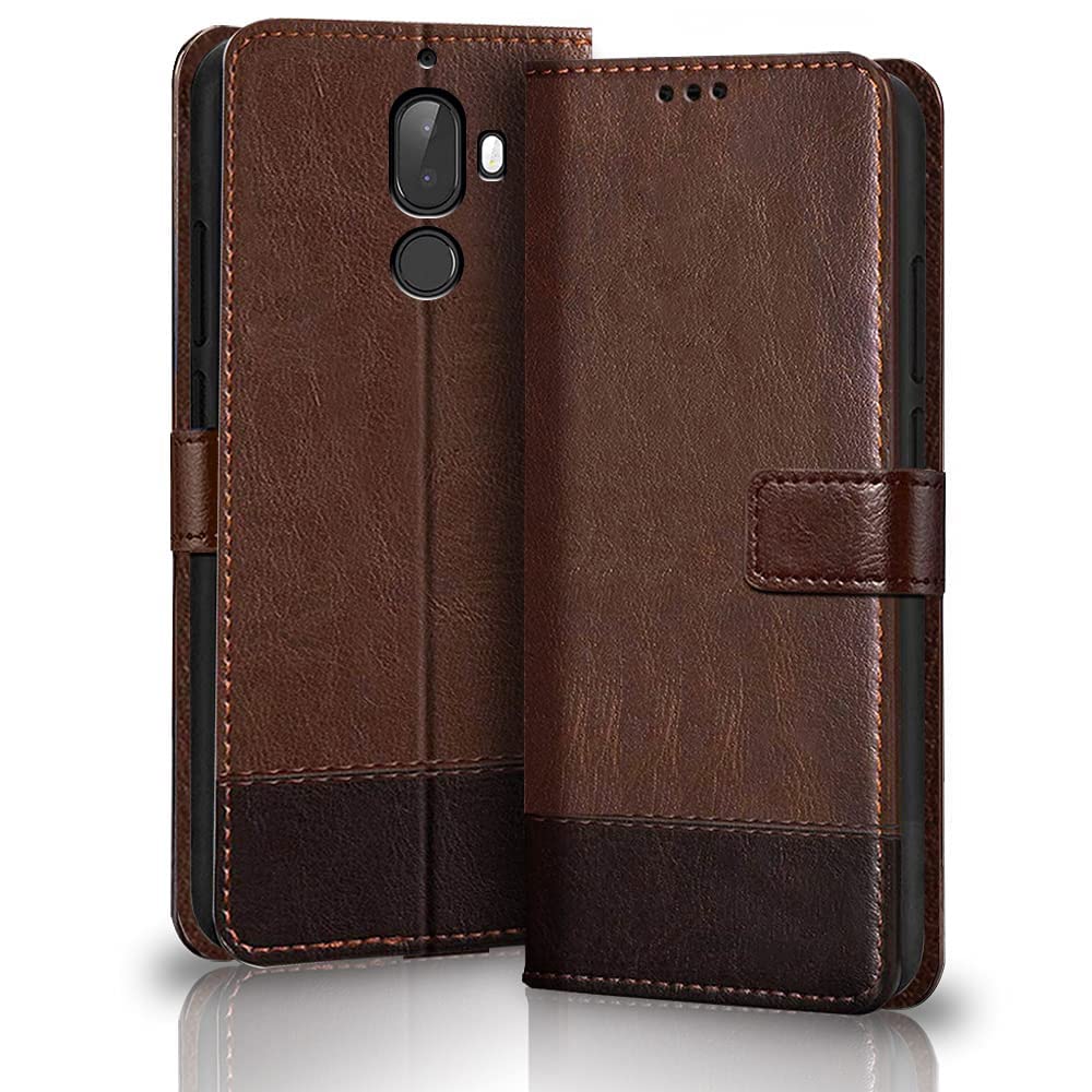 TheGiftKart Flip Back Cover Case for 10.Or G | Dual-Color Leather Finish | Inbuilt Stand & Pockets | Wallet Style Flip Back Case Cover for 10 Or G (Brown & Coffee)