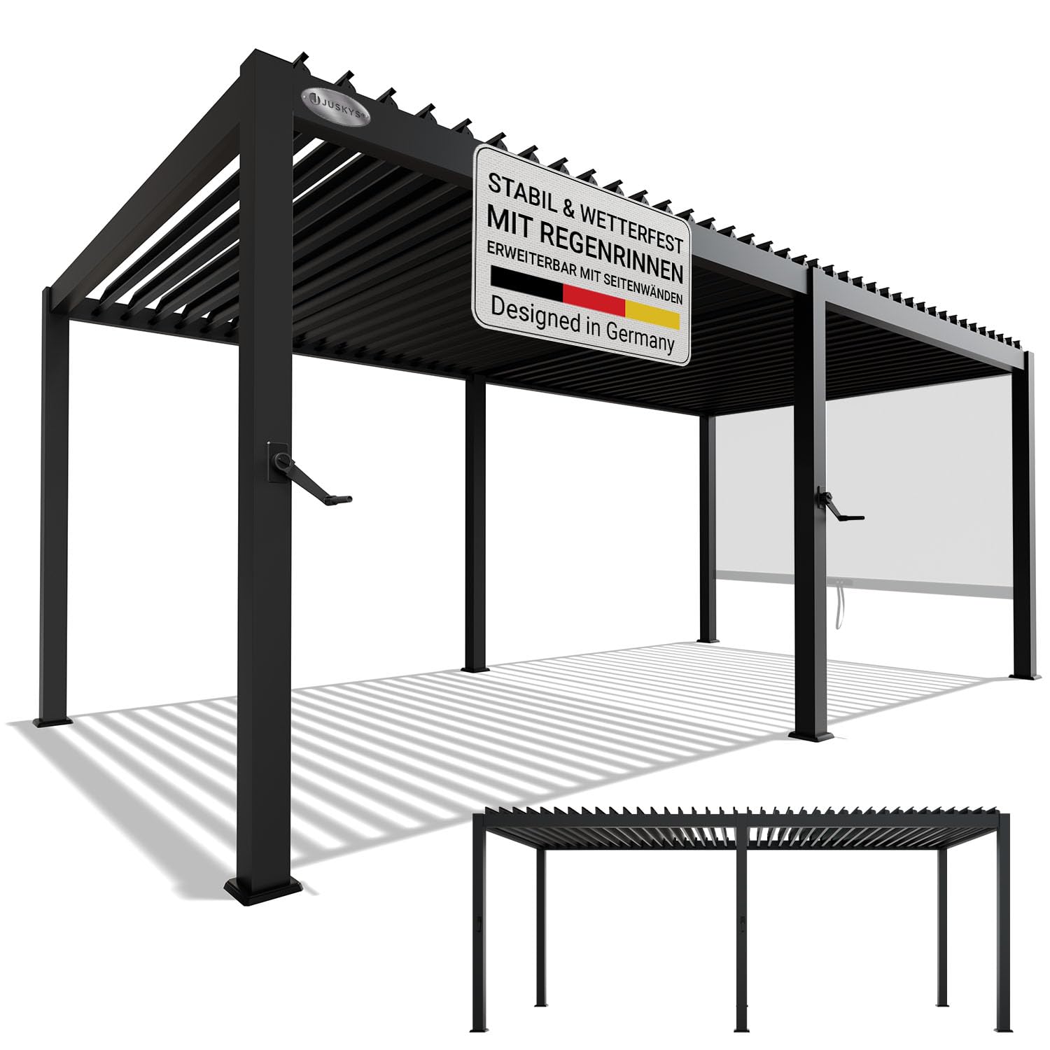 Juskys Lamellendach Tahiti 3x5,9 m - Stahl Pergola - Terrassenüberdachung Anthrazit