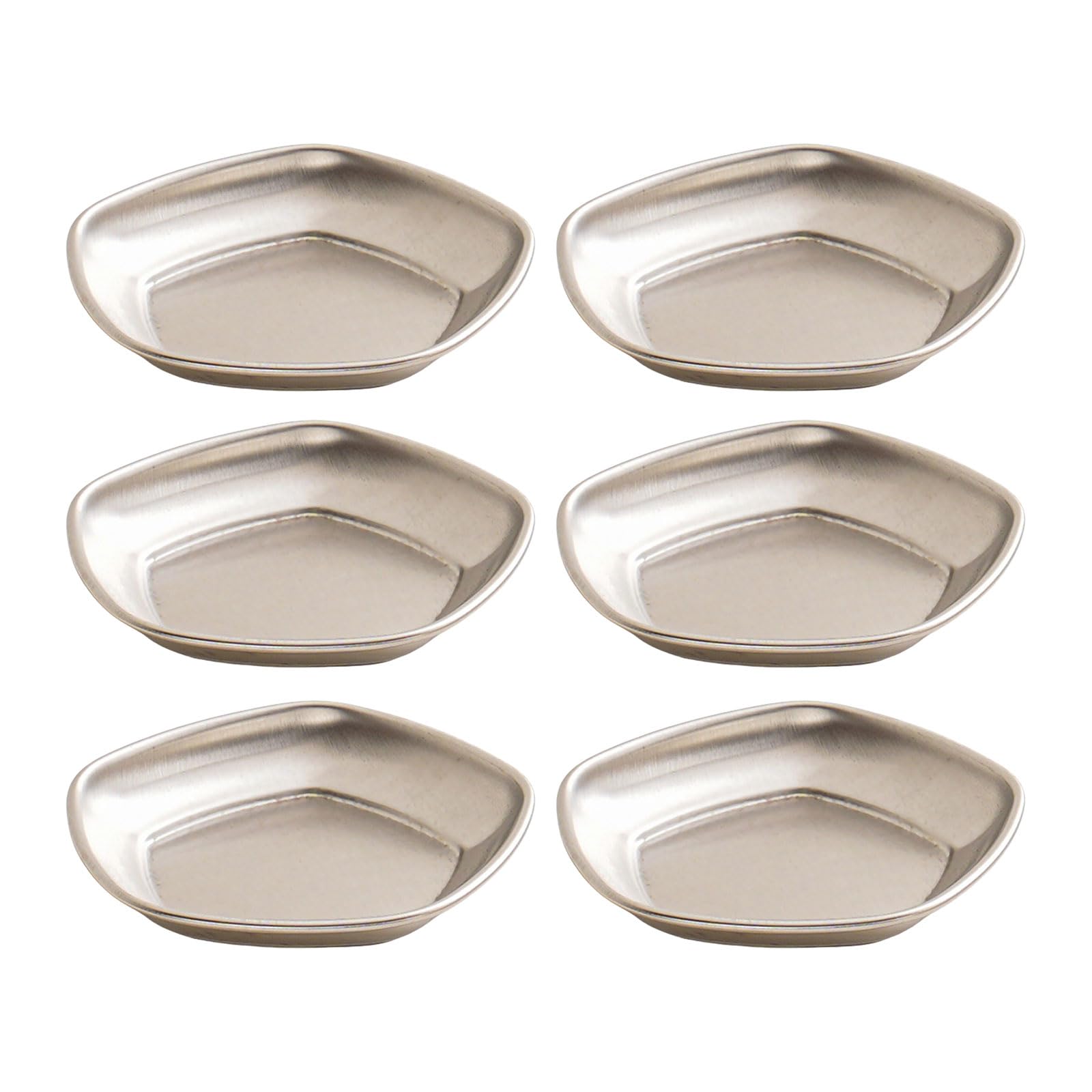 Buxuaaaa 6Pieces Effective Stainless Steel Miniature Bowls Tray Stable Dishes for Sauce and Condiments in Delicate Designs Round Seasoning Bowls