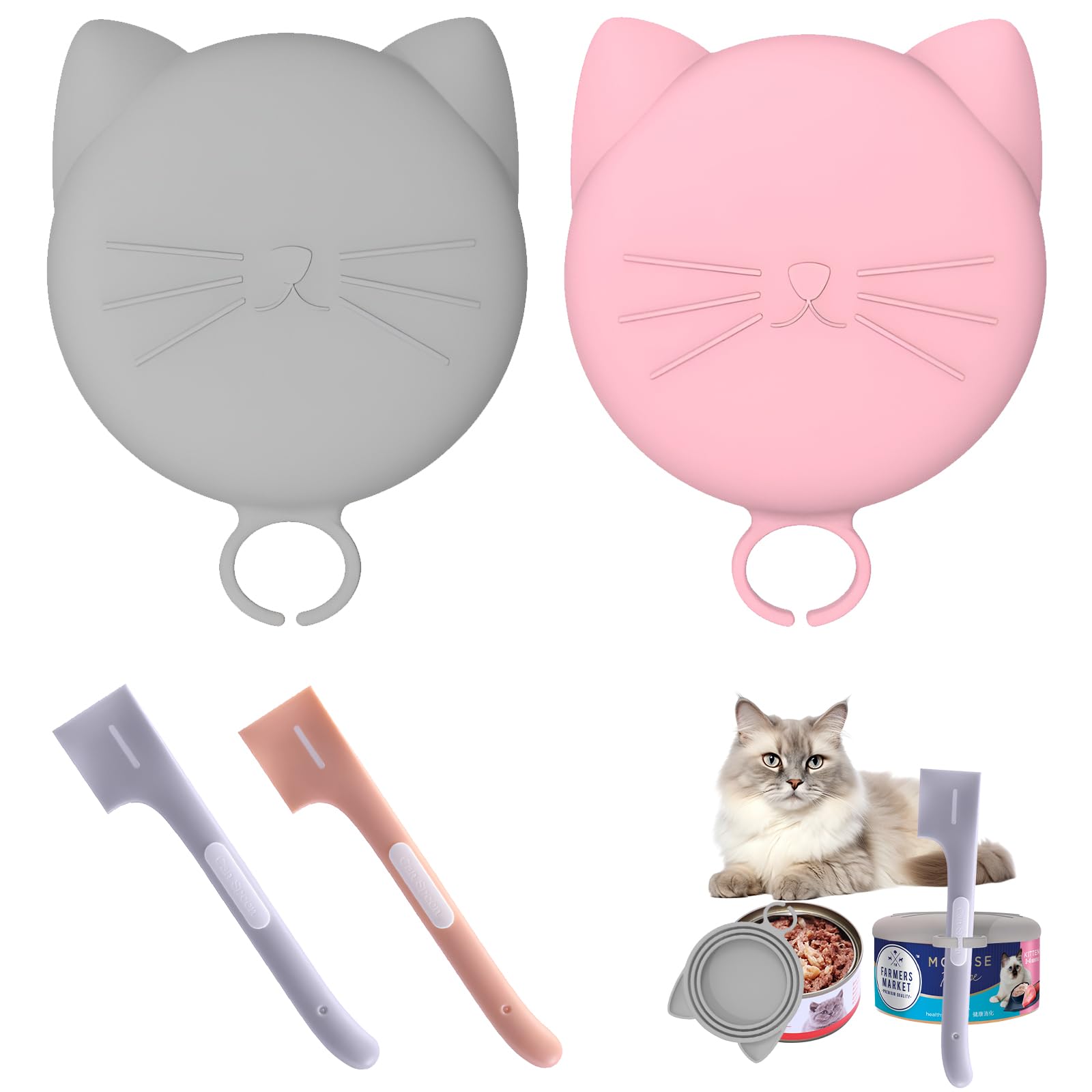 Coperchi In Silicone Per Scatolette Cibo Animali - Set 4 Pezzi Con Cucchiaio, Adatti A Lattine Diverse - Foto 5