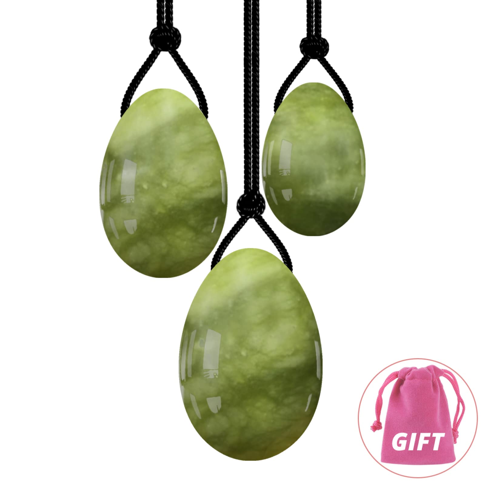 Natürliche Jade Yoni Ei Damenhygiene Pflege Kegel Ball für Frauen PC Muskelübung, gebohrt-groß