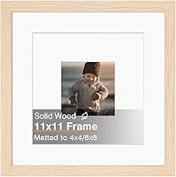 Vista 31 de KINLINK Marco de Fotos 11x14 Natural, Marco de Madera Maciza 11x14 con Plexiglás Acrílico para Fotos 5x7/8x10 Con Paspartú, Exhibición de Mesa