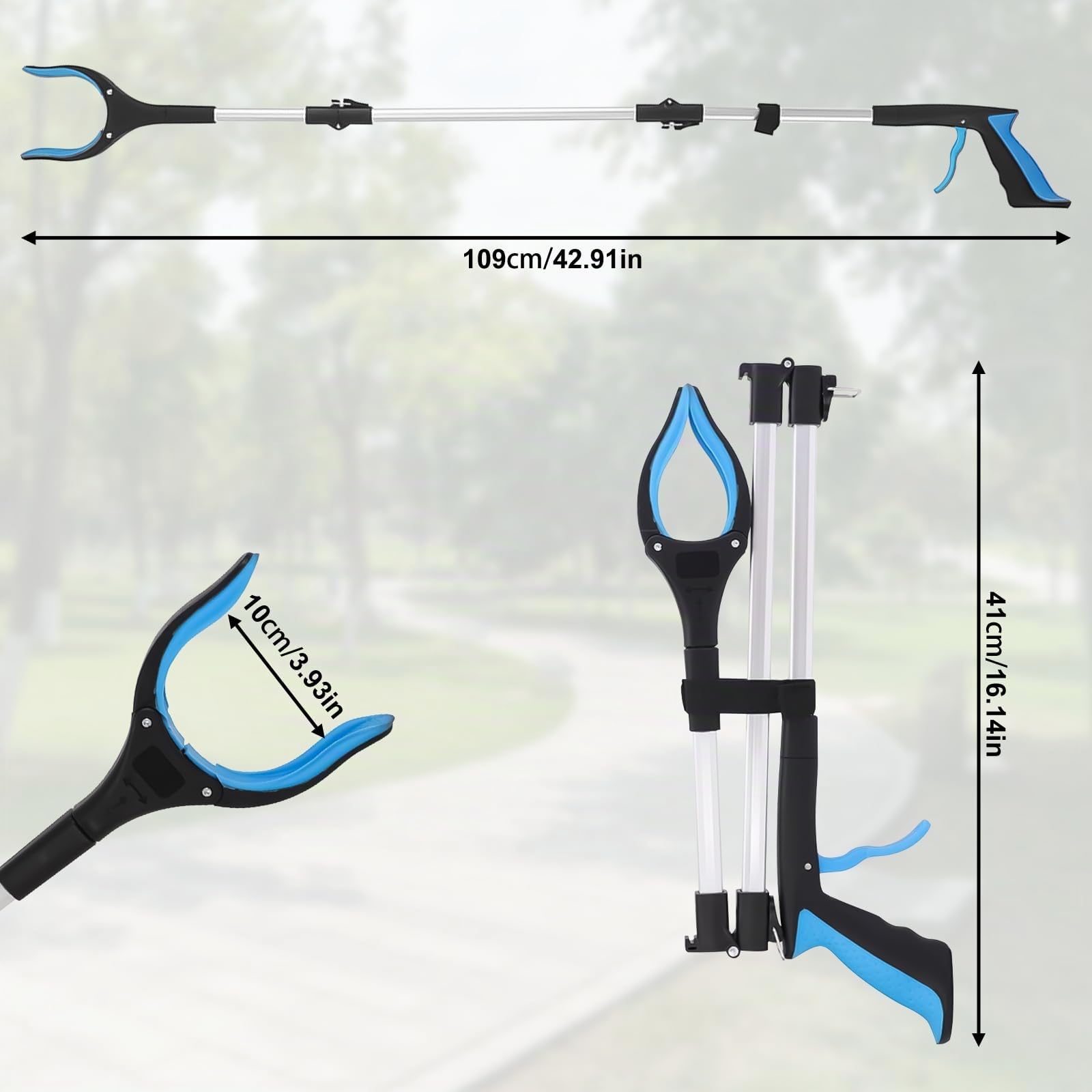 2pcs Pinza Raccogli Oggetti Pieghevole,109cm Pinza Telescopica Pieghevole,Testa Rotante a 360 Gradi,Bastone a Braccio con Punta Magnetica a Forte Presa,Portatile Pinza Raccogli Rifiuti Pinza Morsetto