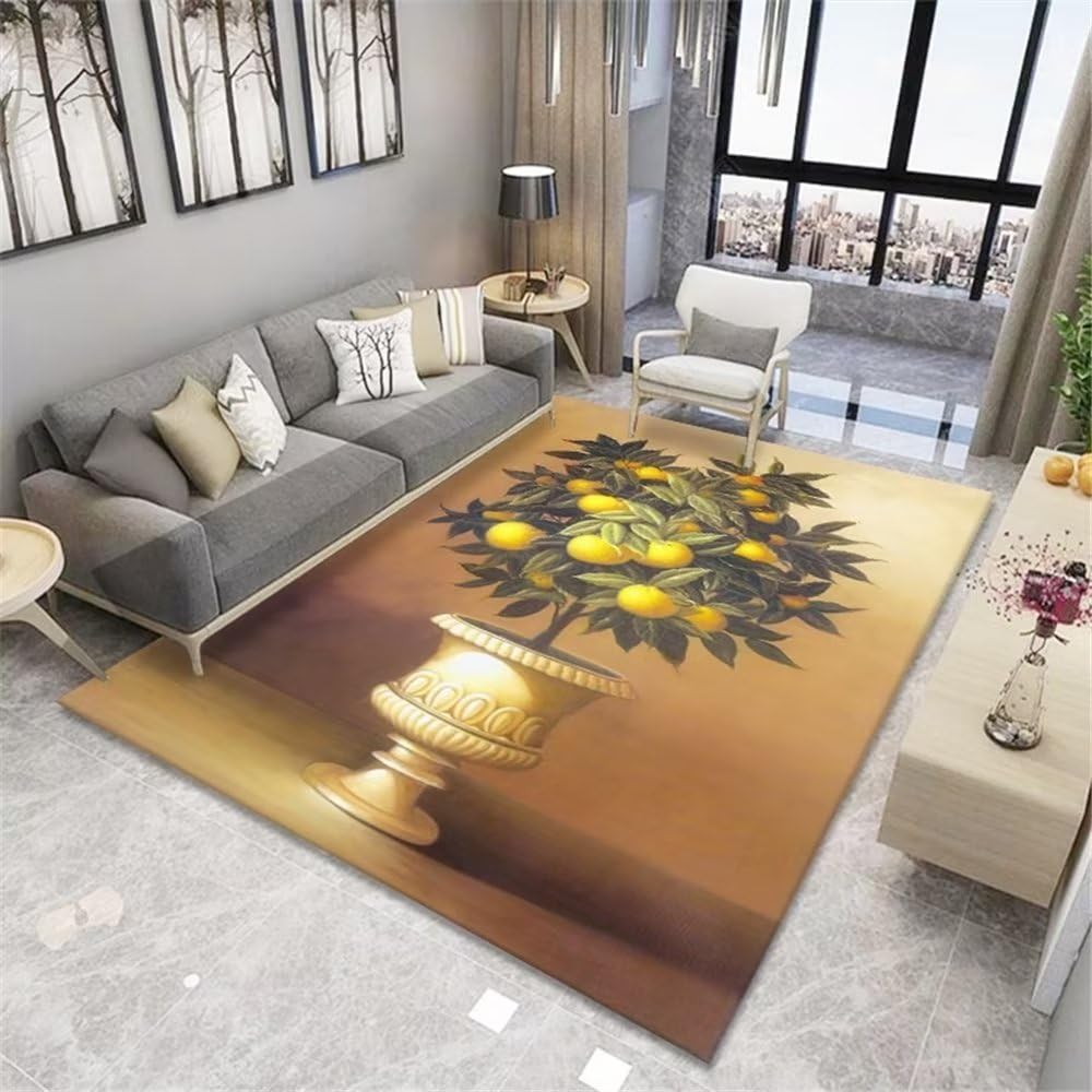 Tapis de cuisine motif végétal brun 200x250 lavable et grand
