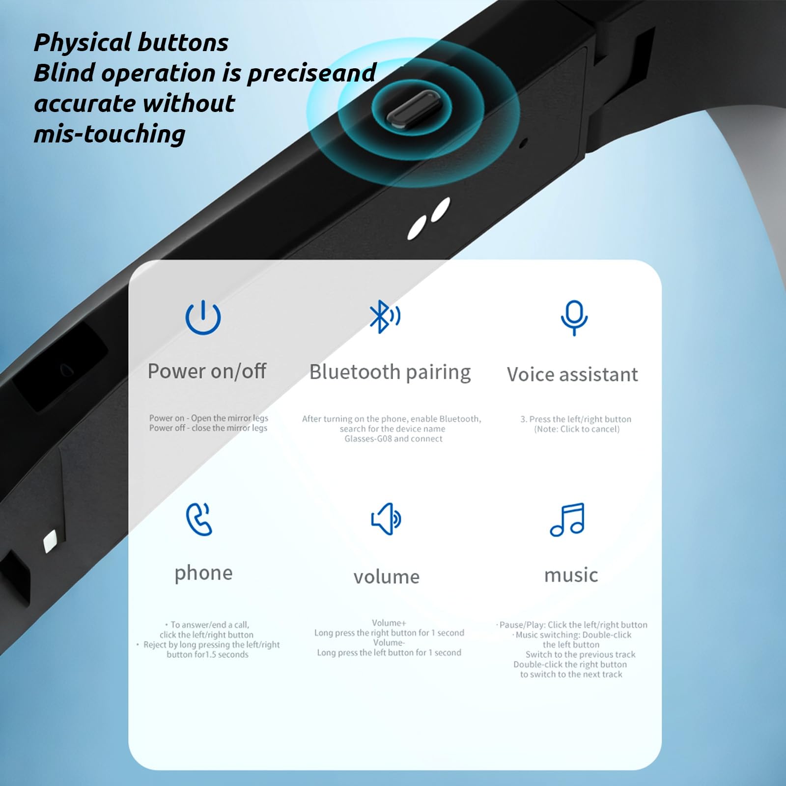 Occhiali intelligenti per ciclismo, occhiali da sole intelligenti con IA | Occhiali Bluetooth aperti - Lenti polarizzate, traduzione in tempo reale in 172 lingue, protezione UV al 100%