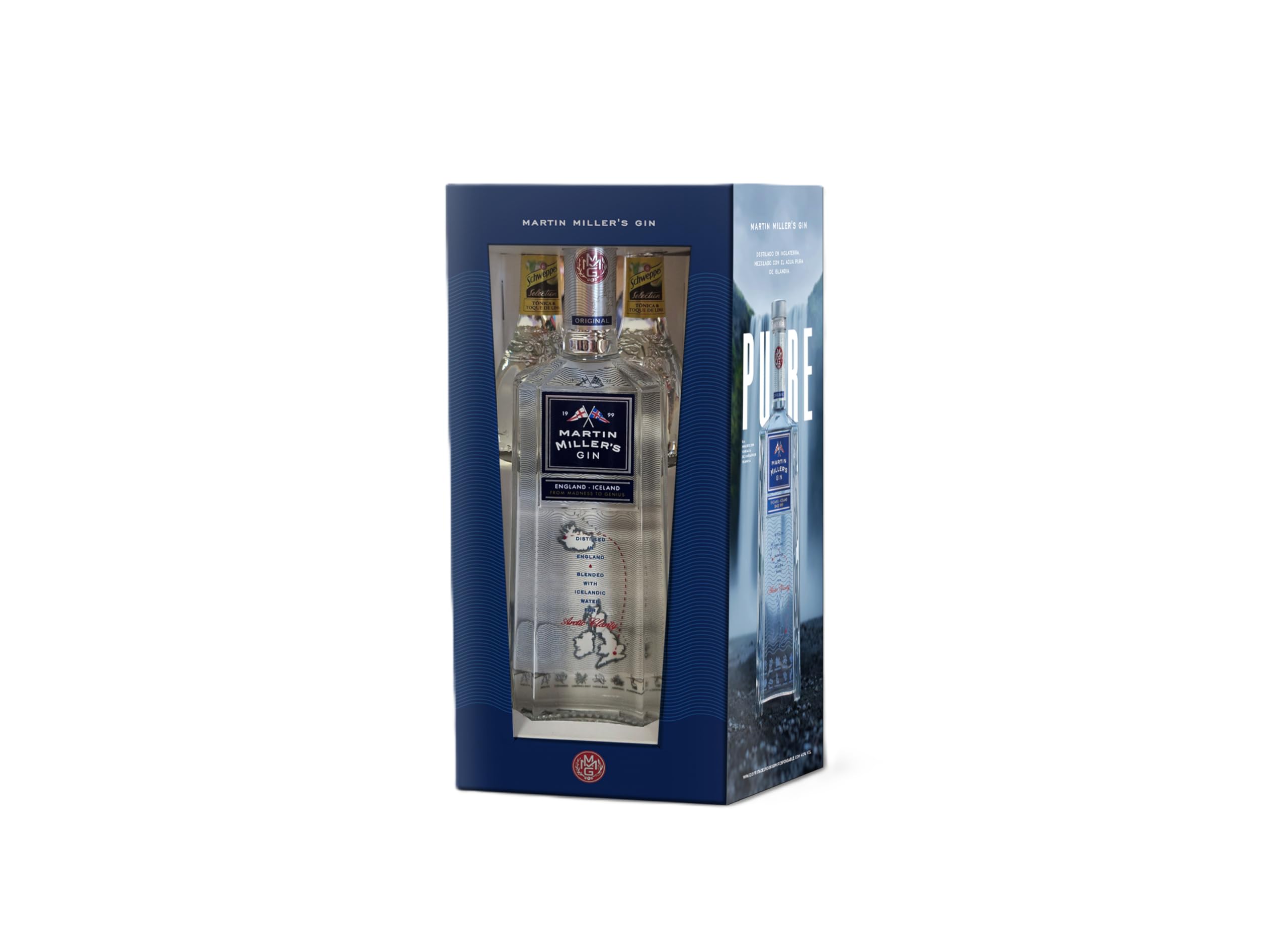 Martin Miller's Gin - Pack Exclusivo: Botella de Ginebra 70 ml + 2 Botellines de Tónica de Regalo | Para Regalo, Cócteles y Amantes de la Ginebra
