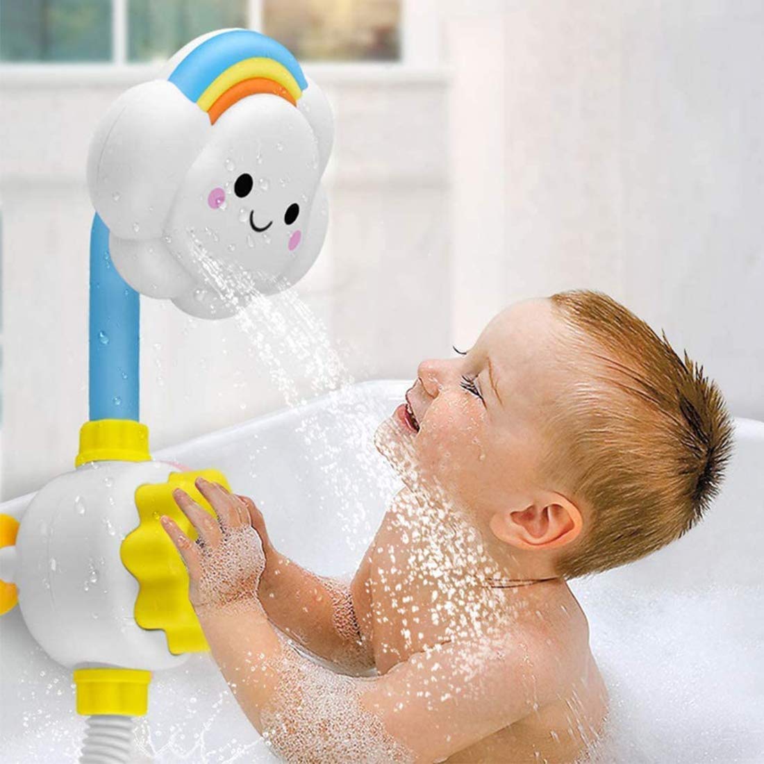 DELFINO Bath Toys For Toddlers Baby Bath Shower Toy Bath Spray Water Shower Toy Lovely Cloud Rainbow Water Squirt Shower Faucet For Toddlers Kids Cloud Baby Bath Toys