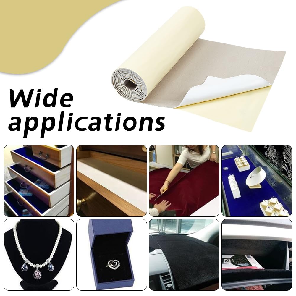 AHANDMAKER Rouleau De Feutre De Velours Autocollant Gris Doux Avec Dos En Mousse, Grand Tapis Adhésif En Feutre Pour étagère, Loisirs Créatifs, Protection De Tiroir, Meubles, Pavillon Automobile, 200