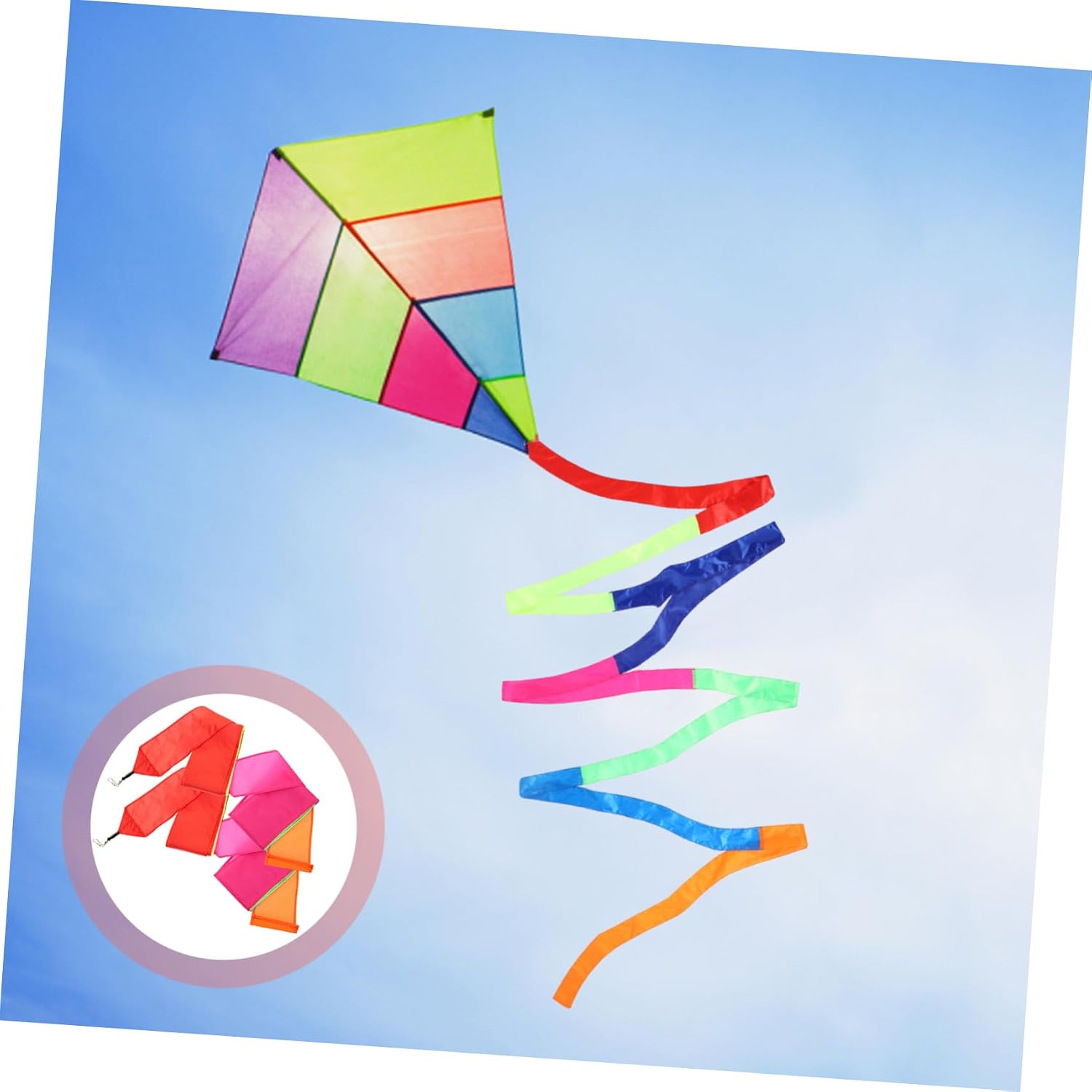 Milisten 2pcs Rainbow Kite Tail Streamer Long Ribbon for Outdoor Flying Colorful Tail Decoration Enhances Stability and Visibility Suitable for Kites Parks Beaches and Gardens