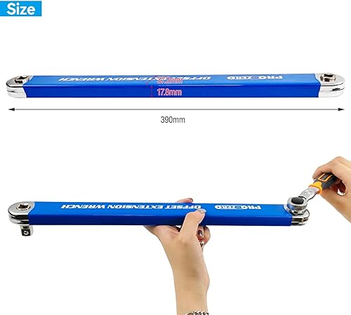 Miniatura 2 de Bqweun Impact Ready - Llave de extensión desplazada, juego de llaves de extensión de alcance apretado, con adaptadores de unidad cuadrada de 12