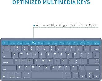 OMOTON Bluetooth Keyboard Compatible with iPad A16 11th 10th Generation, iPad 10.2 (9th/8th/7th), iPad Pro 13/12.9/11 inch, iPad Air/Mini and More iOS Devices, Blue