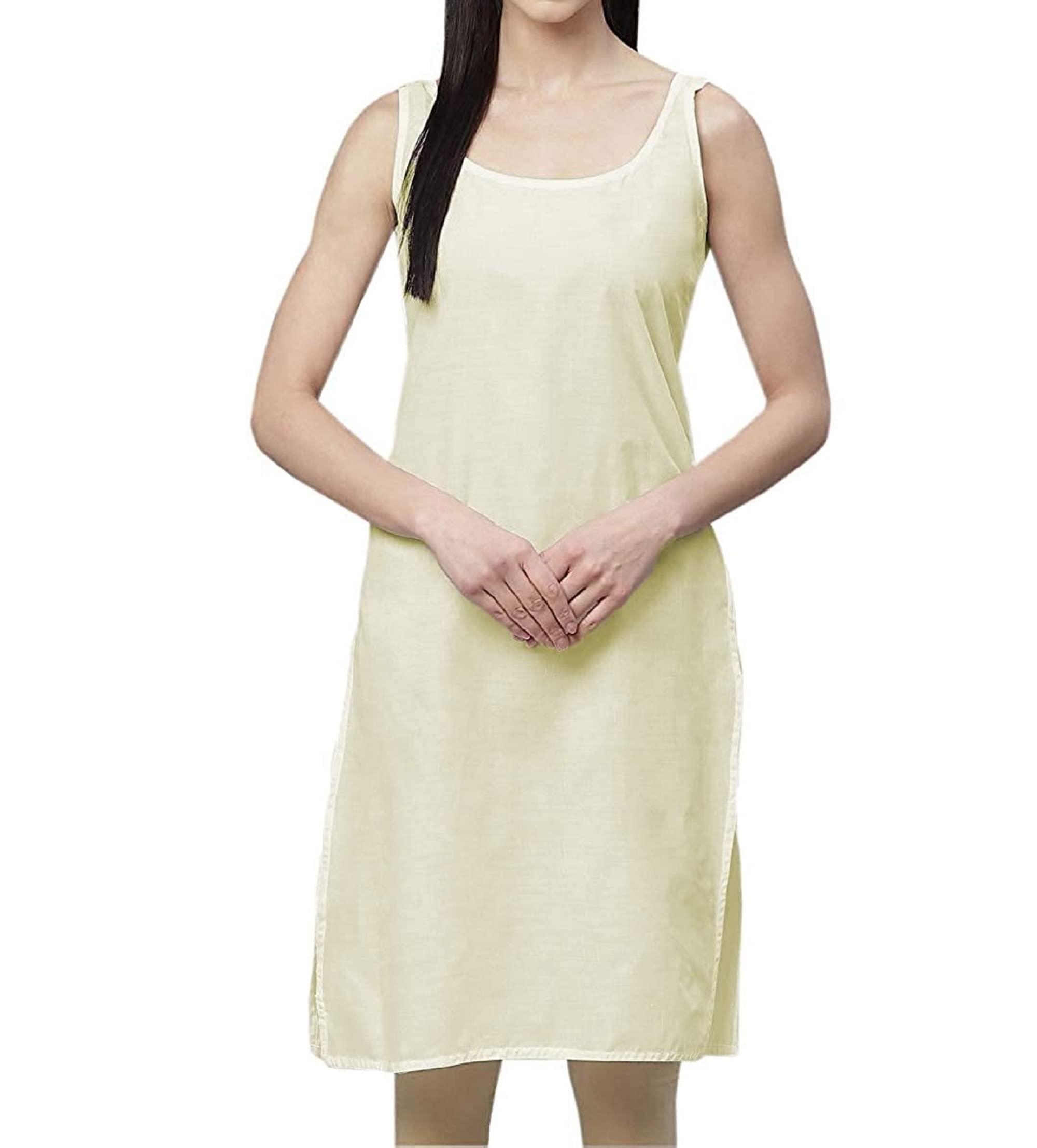 Fawn Yellow Color Women Inner Slips, Women's Vest Top Ladies Regular Size Inner-image-15